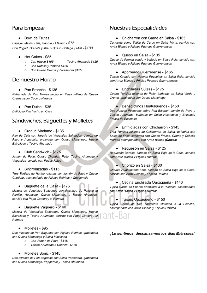 Restaurante La Chicatana Menu - Image 5